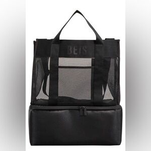 BEIS Black Mesh Cooler Travel Tote